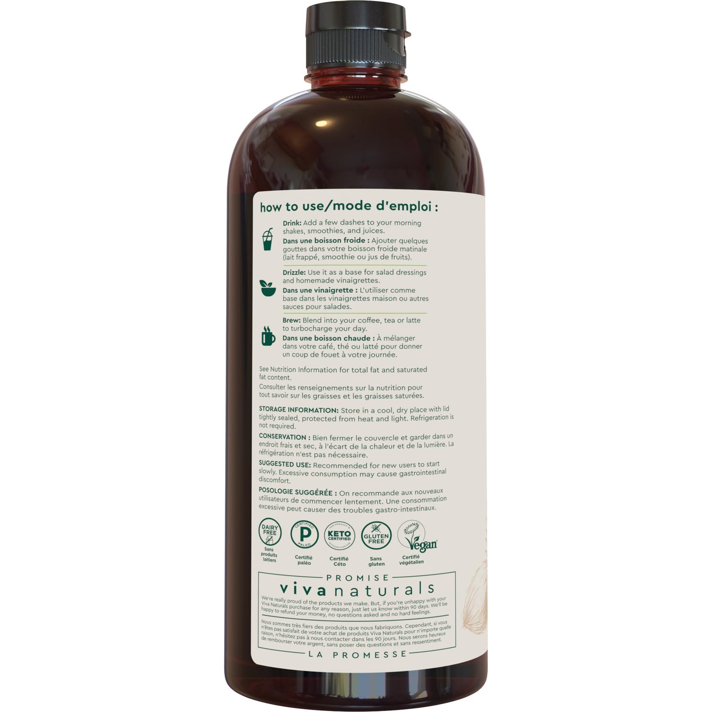 Viva Naturals Organic MCT Oil – 946 mL Pure Coconut Extract for Keto, Paleo & Vegan Diets
