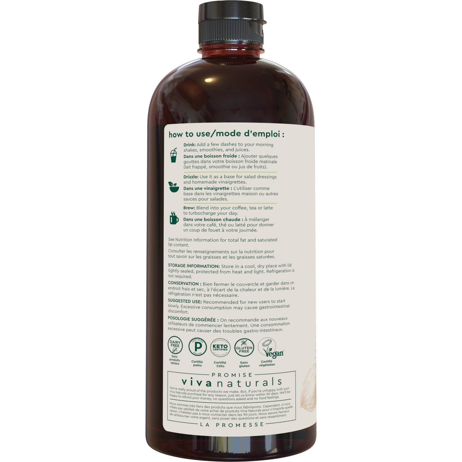 Viva Naturals Organic MCT Oil – 946 mL Pure Coconut Extract for Keto, Paleo & Vegan Diets