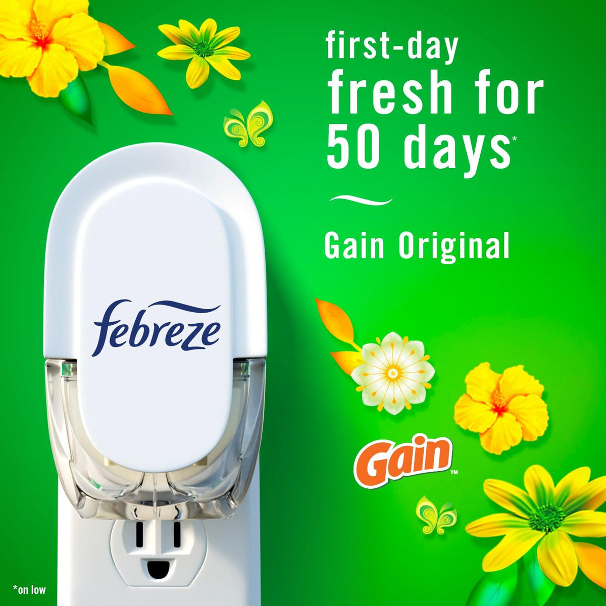 Febreze Plug in Air Freshener, Odor-Fighting Scented Oil Refill, Air Fresheners for Home and Bathroom and Kitchen, Long Lasting for Strong Odors, Gain Original Scent, Refills, 4 Count