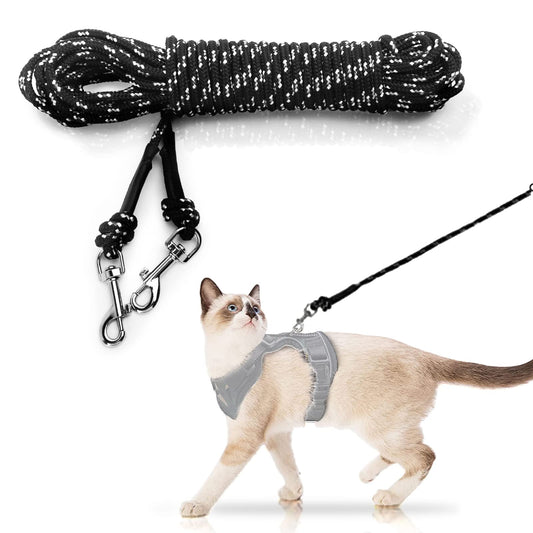 Extra Long Cat Leash for Yard, 9M/30FT Lightweight Outdoor Cat Leash Long Light Extension, Long Thin Lead for Rabbits, Kitten, Puppy and Small Animals - Available at All In One Marketplace Canada