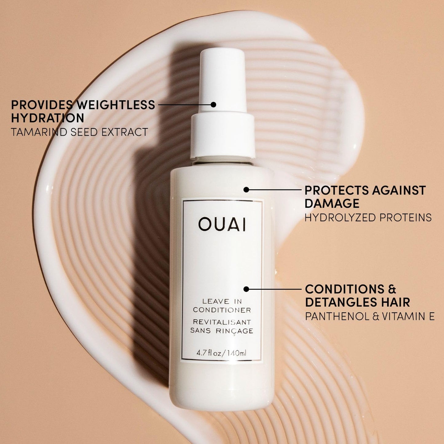 OUAI Leave In Conditioner & Heat Protectant for Hair - Prep Hair for Styling or Use as Detangling Spray to Fight Frizz & Flyaways - No Parabens, Sulfates or Phthalates (1.5 oz) 🍁 All In One Marketplace Canada