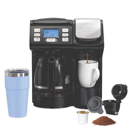 Hamilton Beach FlexBrew Trio 3-Way Coffee Maker, Single Serve & 12 Cup Drip Coffee Maker, Pod & Ground Coffee Compatible, Fast Brewing, Programmable, 56 oz Reservoir, Black (49902C) - Available at All In One Marketplace Canada