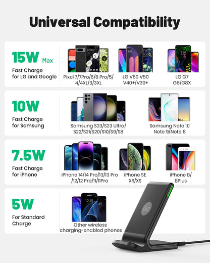 Wireless Charger, INIU [2 Pack] 15W Fast Wireless Charging Stand, Wireless Charging Station with Sleep-Friendly Adaptive Light for iPhone 17 16 15 14 13 12 Pro Max Samsung Galaxy S23 S22 - Available at All In One Marketplace Canada