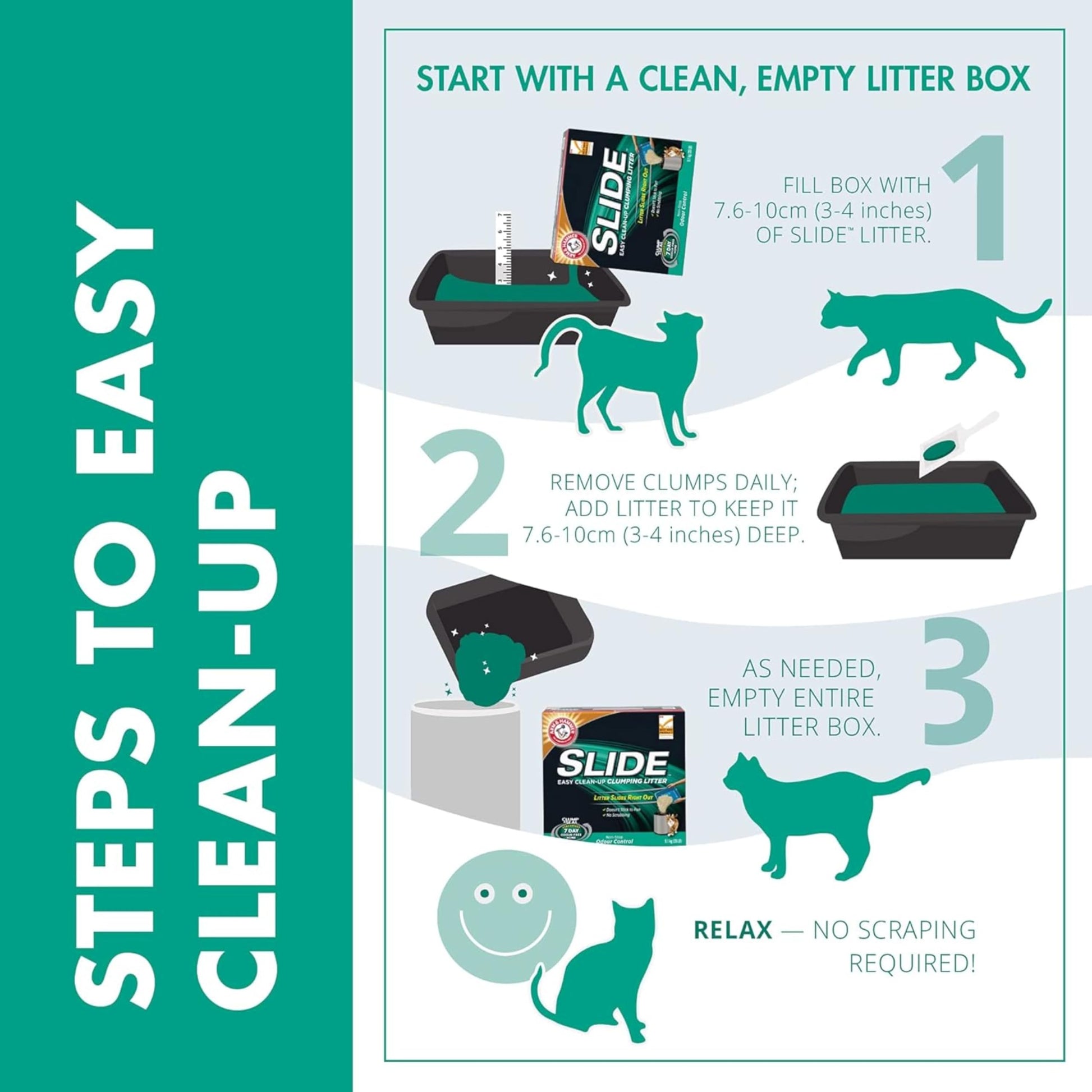 ARM & HAMMER Cat Litter, Clump & Seal Slide, Non-Stop Odour Control, 7 Days of Odour Control, Dust Free, Clumping Clay Litter, 9.1kg (Pack of 1)