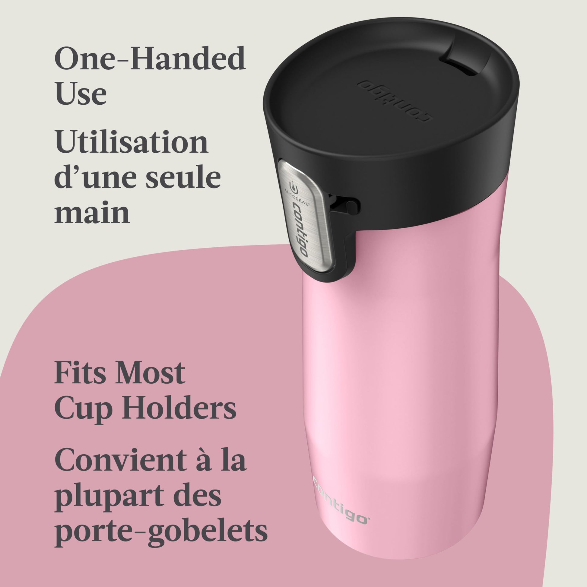 Contigo West Loop 3.0 Stainless Steel Travel Mug with Tea-Bag Hook & Spill-Proof Lid, Vacuum-Insulated Reusable Cup Coffee and Tea, 16 oz (473 mL), Strawberry Cream - Keeps Drinks Hot up to 11 Hours