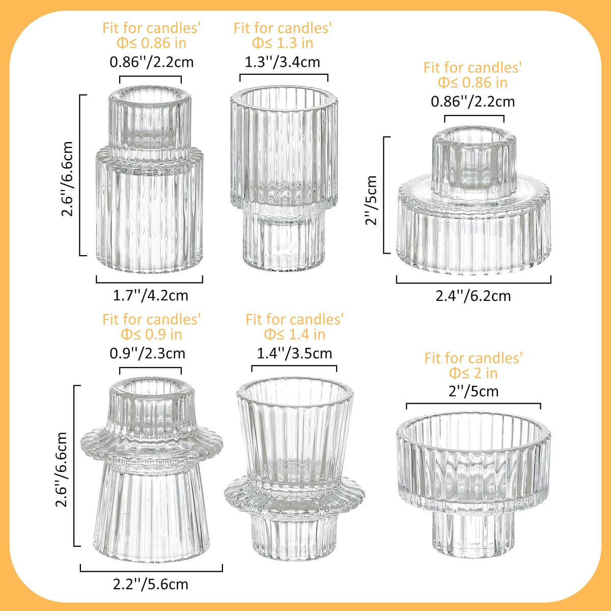 Turvono 12 Pack Ribbed Clear Glass Candle Holders for Table Centerpieces 🍁 All In One Marketplace Canada