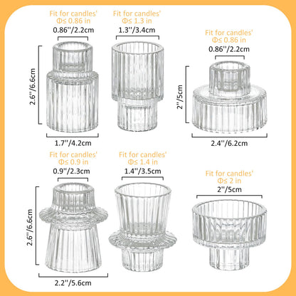 Turvono 12 Pack Ribbed Clear Glass Candle Holders for Table Centerpieces 🍁 All In One Marketplace Canada