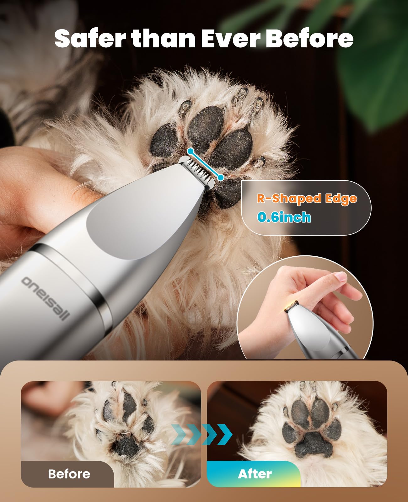 oneisall 4 in 1 Dog Grooming Kit with LCD Display, Dog Hair Trimmer for Paw Nail Grinder, Rechargeable Cordless Low Noise IPX7 Waterproof Pet Clippers - Available at All In One Marketplace Canada