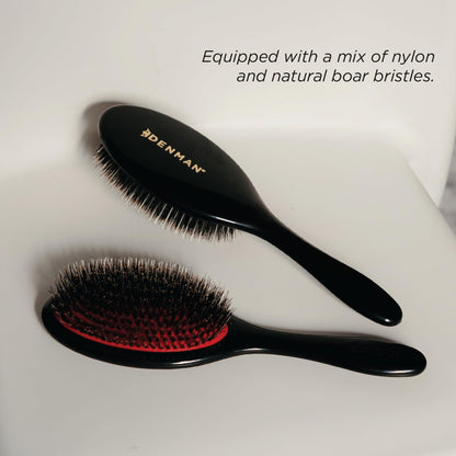 Denman Cushion Hair Brush (Medium) with Soft Nylon Quill Boar Bristles - Porcupine Style for Grooming, Detangling, Straightening, Blowdrying and Refreshing Hair – Black, P081M - Available at All In One Marketplace Canada