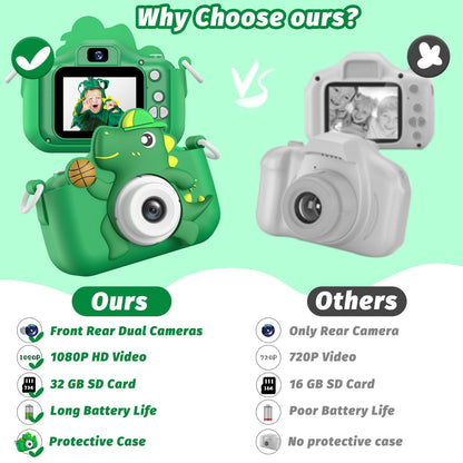Kids Camera Toy, masterbee Dinosaur Toys Camera for Kid Age 3-12, Christmas/Birthday Gifts for Boys and Girls, 1080P HD Kids Digital Camera, Children Camera Gift for 3 4 5 6 7 8 9 10 11 12 Year Old 🍁 All In One Marketplace Canada