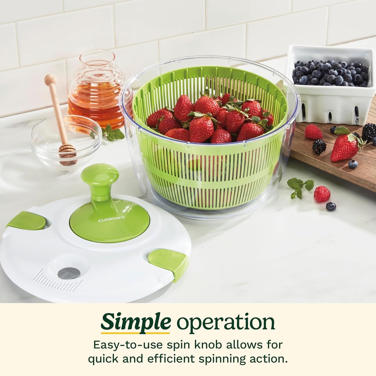Cuisinart Salad Spinner with Easy-to-Spin Knob, 5-Qt Capacity (CTG-00-SASC)