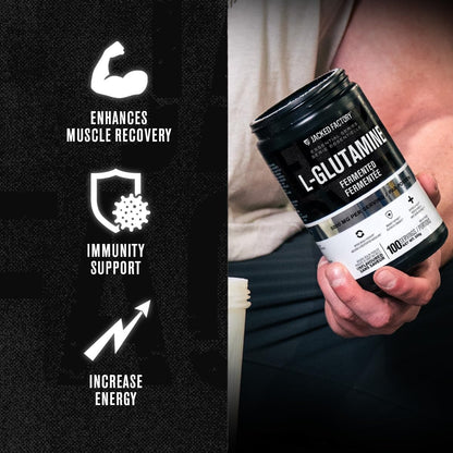 L-Glutamine Powder 500g, 100 Servings - Vegan Fermented L Glutamine for Post Workout Muscle Recovery, Immunity, Digestive Health - Tested & Trusted, No Artificial Fillers - Unflavored - Available at All In One Marketplace Canada