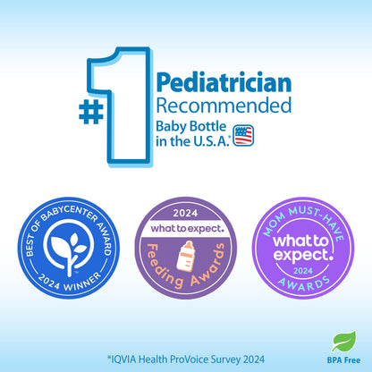 Dr. Brown’s Natural Flow Anti-Colic Options+ Wide-Neck Baby Bottles 9 oz/270 mL, with Level 1 Slow Flow Nipple, 4 Pack, 0m+ 🍁 All In One Marketplace Canada