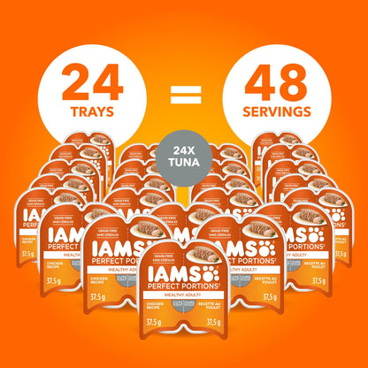 IAMS Perfect PORTIONS Adult Wet Cat Food, Chicken Flavour, 75g (24 Pack)