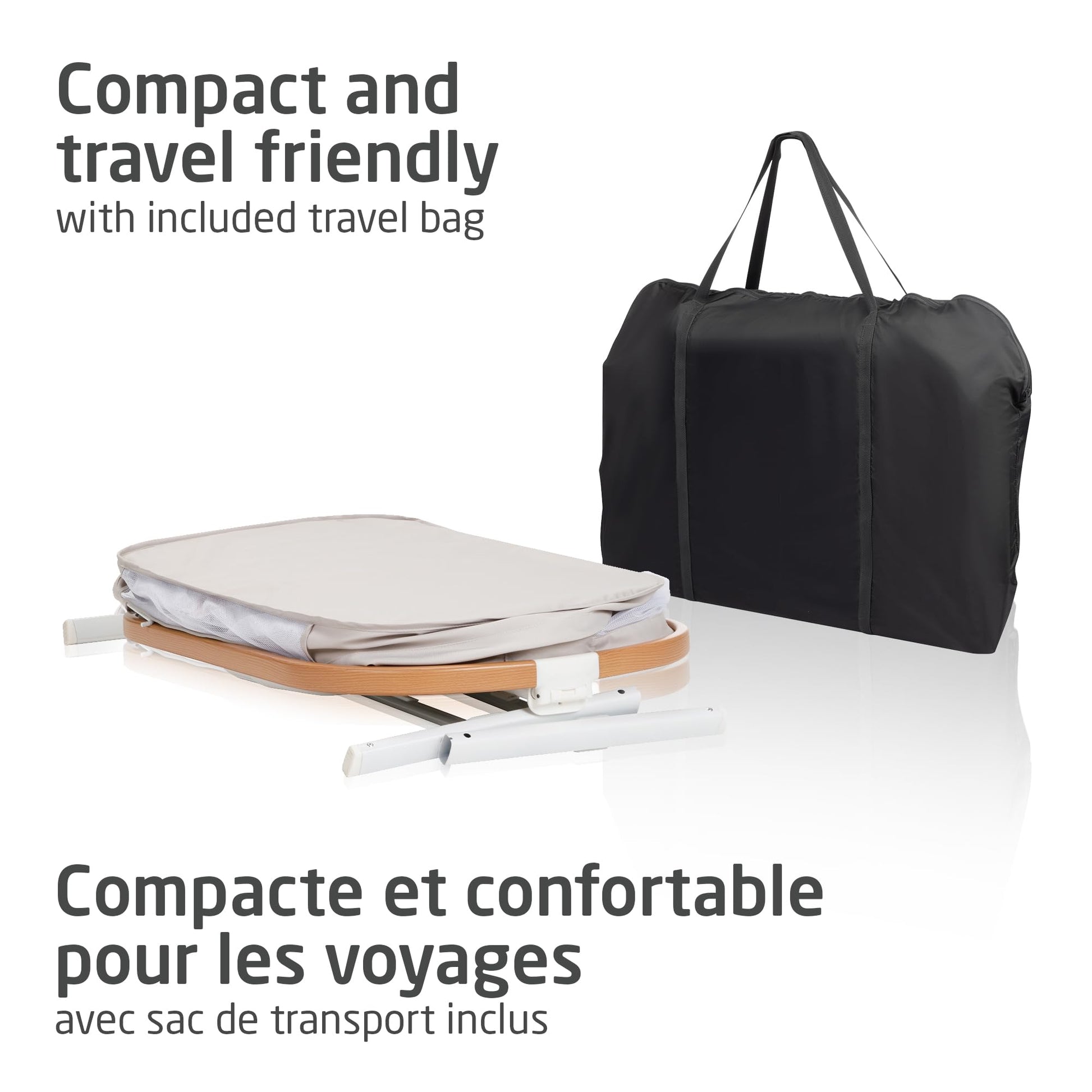 Maxi-Cosi Iora Bedside Bassinet , infant bedside sleeper crib, 4 height positions, portable & folds flat, large storage basket, includes travel bag, Horizon Sand Maxi-Cosi