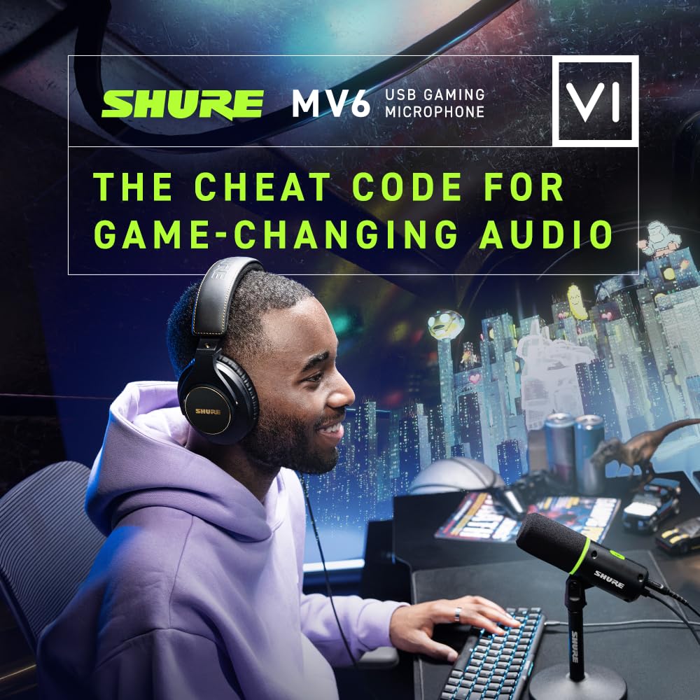 Shure MV6 USB Gaming Microphone for Streaming & Recording