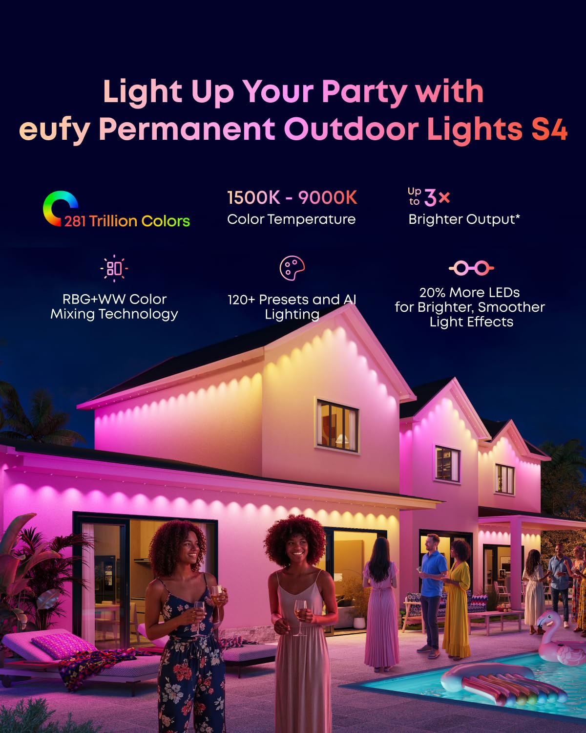eufy Permanent Outdoor Lights S4, 100ft with 72 RGBWW LED String Lights 🍁 All In One Marketplace Canada