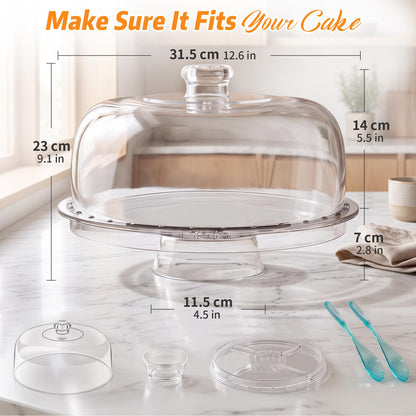 Almcmy Acrylic Cake Stand with Dome for Party Desserts, 1 Spoon 1 Fork 🍁 All In One Marketplace Canada