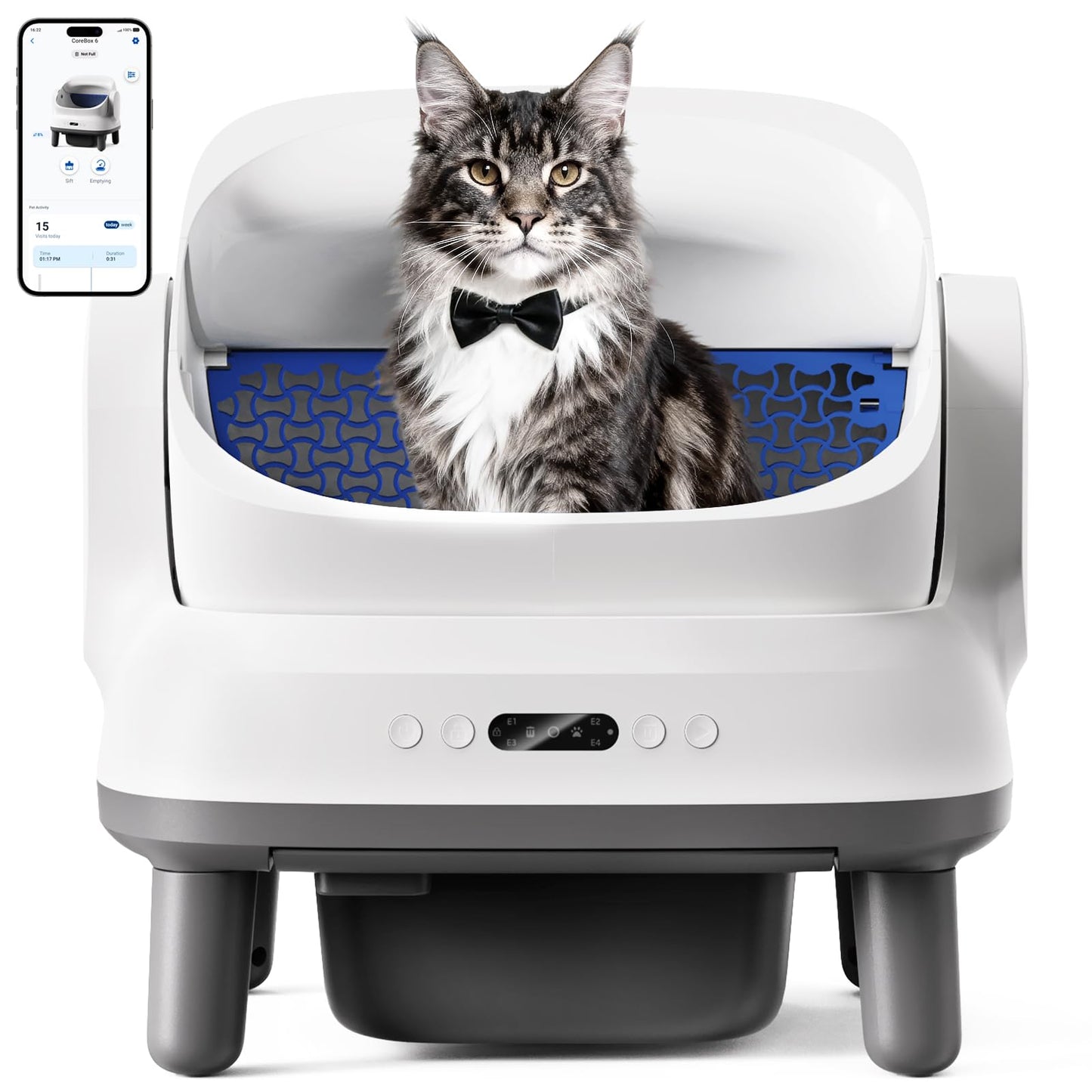 Happypaw Open-Top Self Cleaning Litter Box - Large Capacity Automatic Litter Box for Multiple Cats with Safety Protection, App Control, Odor-Free, Anti-Leakage Material, Includes Trash Bags - Available at All In One Marketplace Canada