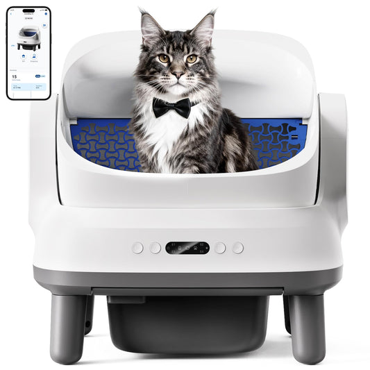 Happypaw Open-Top Self Cleaning Litter Box - Large Capacity Automatic Litter Box for Multiple Cats with Safety Protection, App Control, Odor-Free, Anti-Leakage Material, Includes Trash Bags - Available at All In One Marketplace Canada