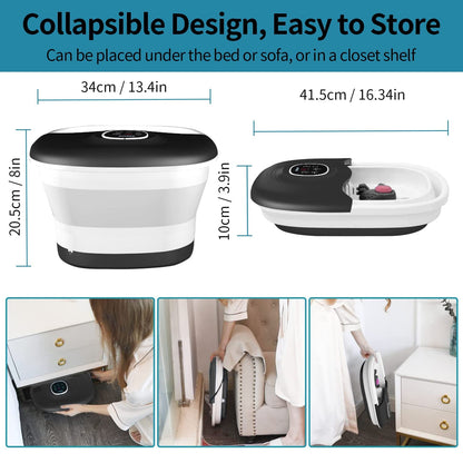 Collapsible Foot Spa Bath with Heat, Remote Control, Temperature Control, Bubbles, Pumice Stone, Red Light, Timer, 16 Massage Roller Pedicure Foot Spa Tub Foot Soaker for Soothe & Relax Tired Feet - Available at All In One Marketplace Canada