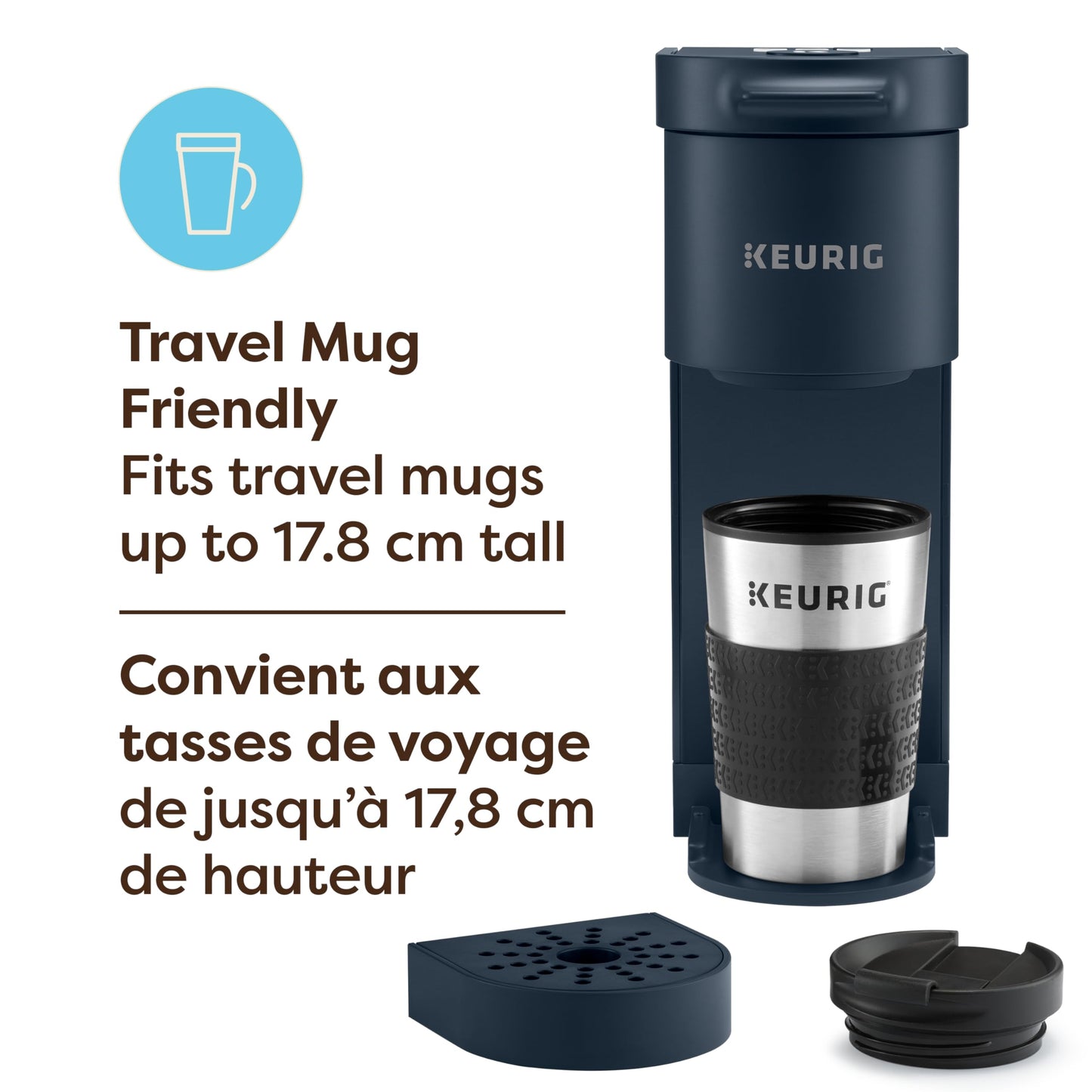 Keurig K-Mini Go Single Serve K-Cup Pod Coffee Maker, Navy