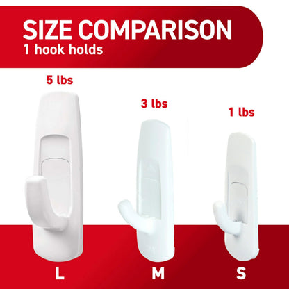 Command Large Utility Hooks, Damage Free Hanging Wall Hooks with Adhesive Strips, No Tools Wall Hooks for Hanging Back to School Dorm Organizers, 7 White Hooks and 12 Command Strips