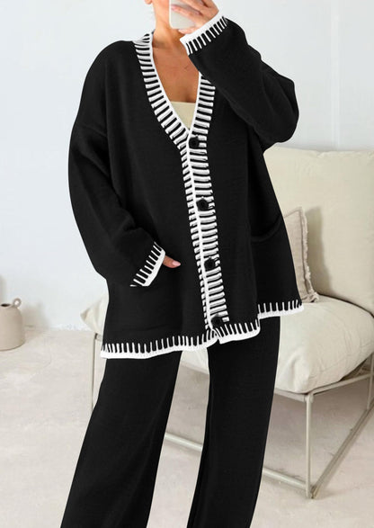 PRETTYGARDEN Women's Fall 2 Piece Knit Sweater Lounge Set(Black,XL) 🍁 All In One Marketplace Canada