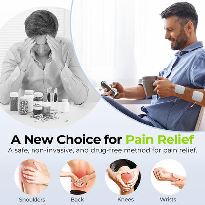 AUVON Rechargeable TENS Machine EMS Muscle Stimulator, Digital TENS Unit with 8 Customizable Modes, Electronic Massager for Sciatica, Shoulder & Back Pain Relief, 12 Pads, A Carry Case - Available at All In One Marketplace Canada