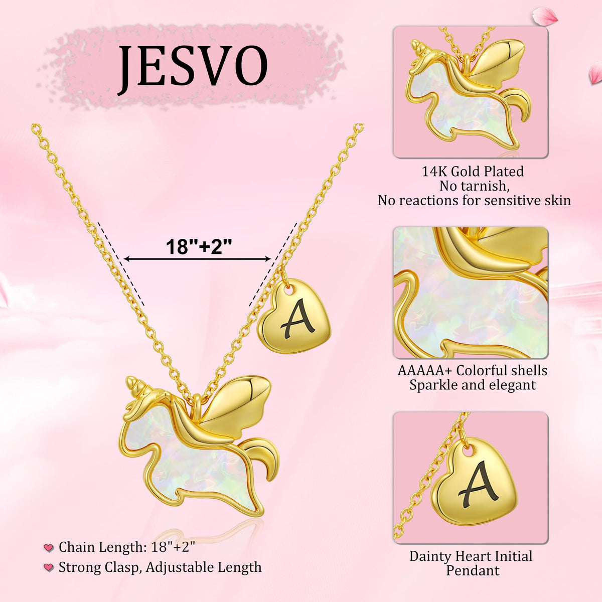 Jesvo Unicorn Necklace Gifts for Girls Women, Initial A Jewelry Birthday Valentine Gifts Ideas Christmas Stocking Stuffers for Her Kids Teen Tween Daughter Wife Girlfriend Mom Age 5-15 licorne bff 🍁 All In One Marketplace Canada