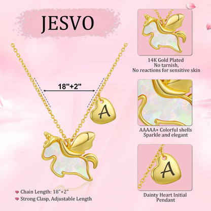 Jesvo Unicorn Necklace Gifts for Girls Women, Initial A Jewelry Birthday Valentine Gifts Ideas Christmas Stocking Stuffers for Her Kids Teen Tween Daughter Wife Girlfriend Mom Age 5-15 licorne bff 🍁 All In One Marketplace Canada