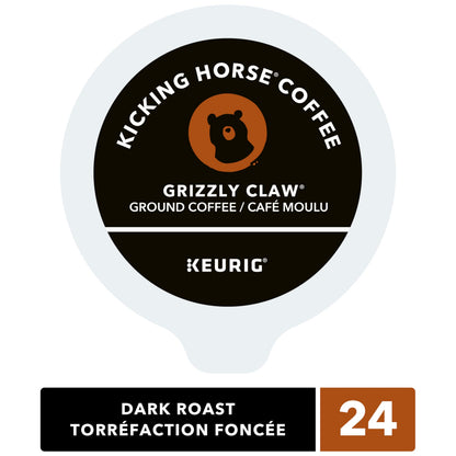 Kicking Horse Grizzly Claw, Dark Roast, K-Cup Coffee Pods, 24 Count