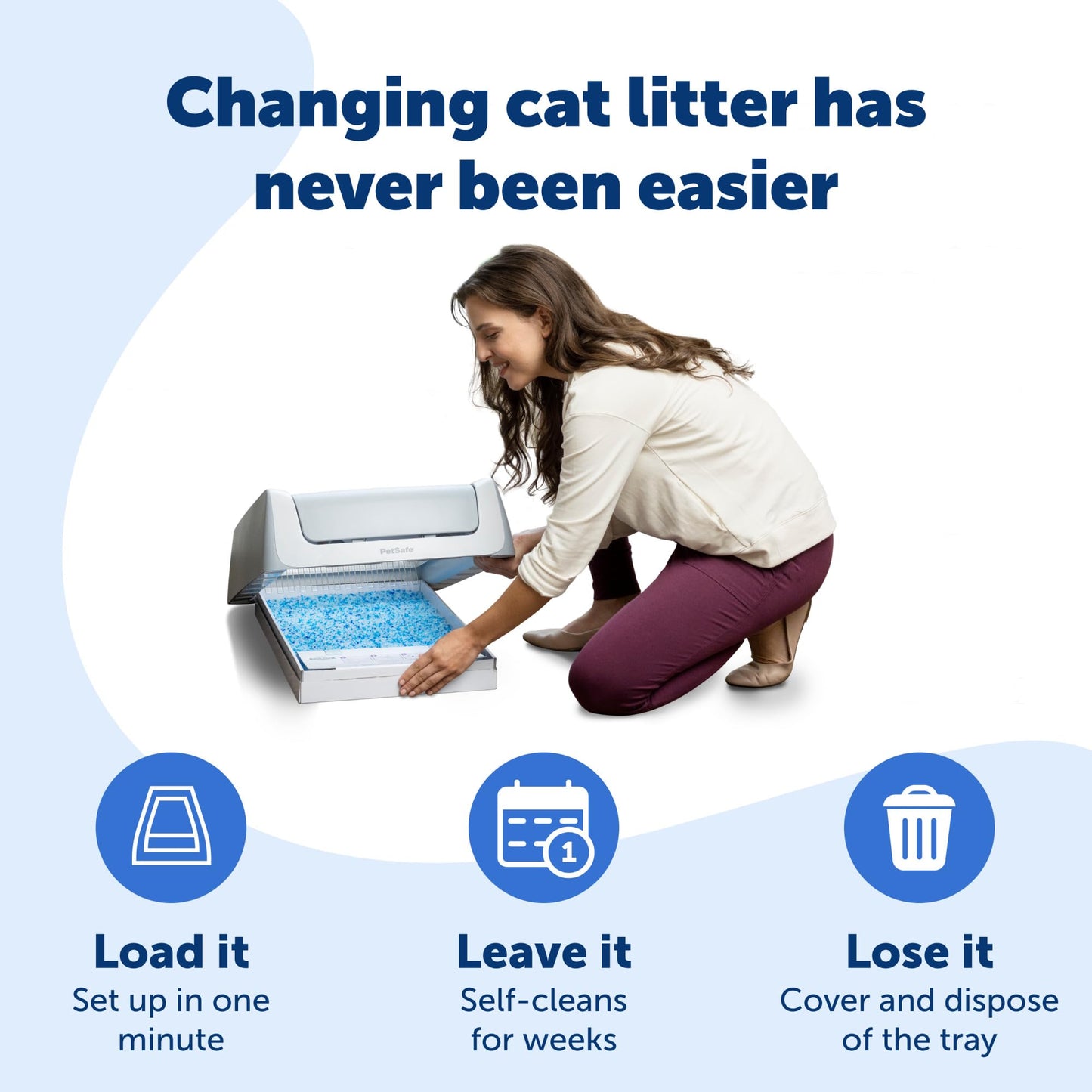 PetSafe ScoopFree Self-Cleaning Cat Litter Box Tray Refill with Premium Blue Non Clumping Crystal Litter, Single Tray Pack