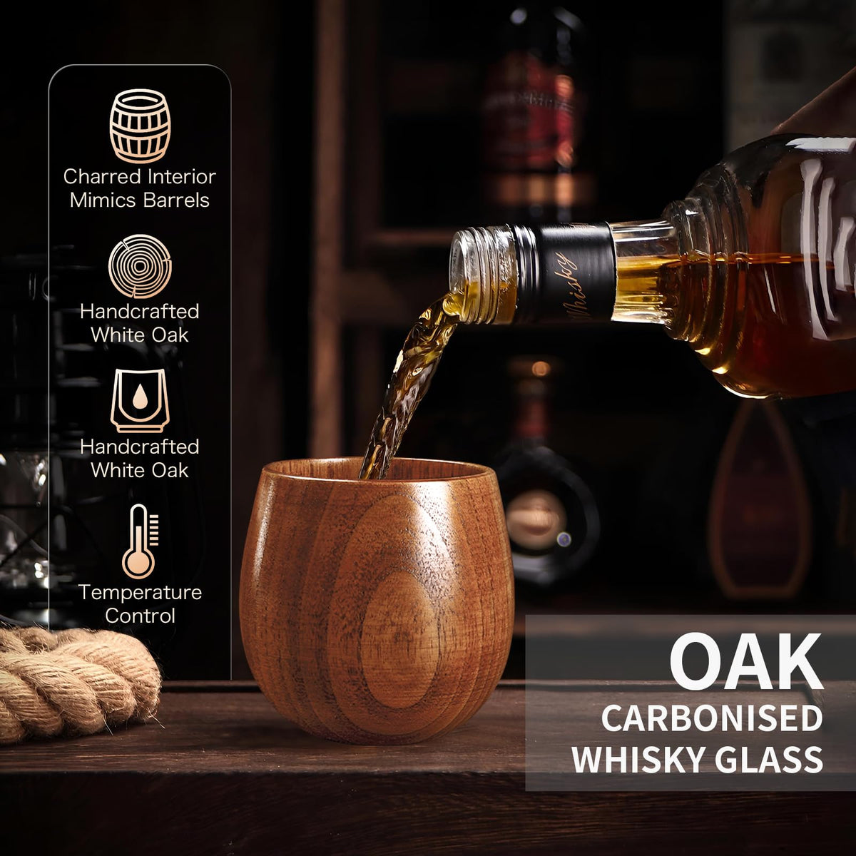 Charred Wood Bourbon Whiskey Glasses, Gifts for Men, 2 Pack 🍁 All In One Marketplace Canada