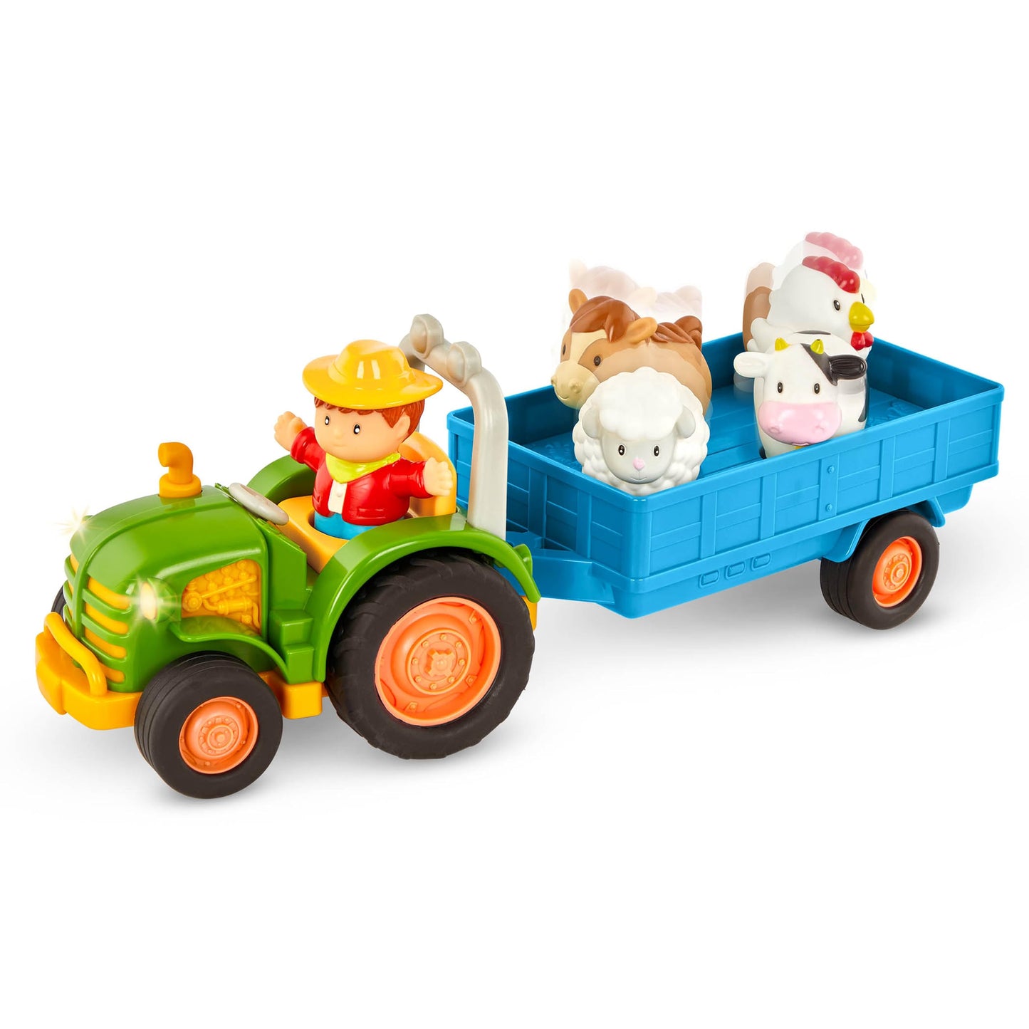 Battat Farming Fun Tractor, Lights and Sounds Farm Toy, 7 Pieces, Toddler Battat