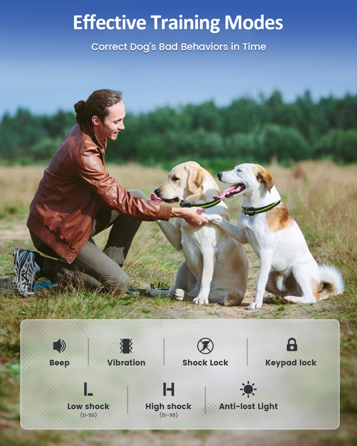 SLOPEHILL Dog Training Collar with Remote,4200Ft Electronic Shock Collars,Waterproof E-Collar Featuring Beep,Vibration,Shock,Light and Keypad Lock Mode,fit for Small Medium Large Dogs (Green) - Available at All In One Marketplace Canada