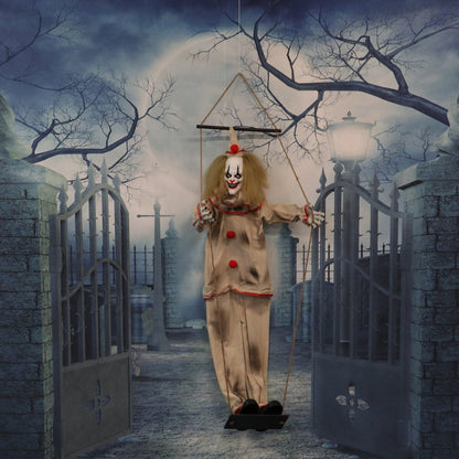 Haunted Hill Farm, clown animé Smalls de 140 cm sur balançoire, décoration d'Halloween pour intérieur ou extérieur couvert, fonctionne sur piles, décoration de fête