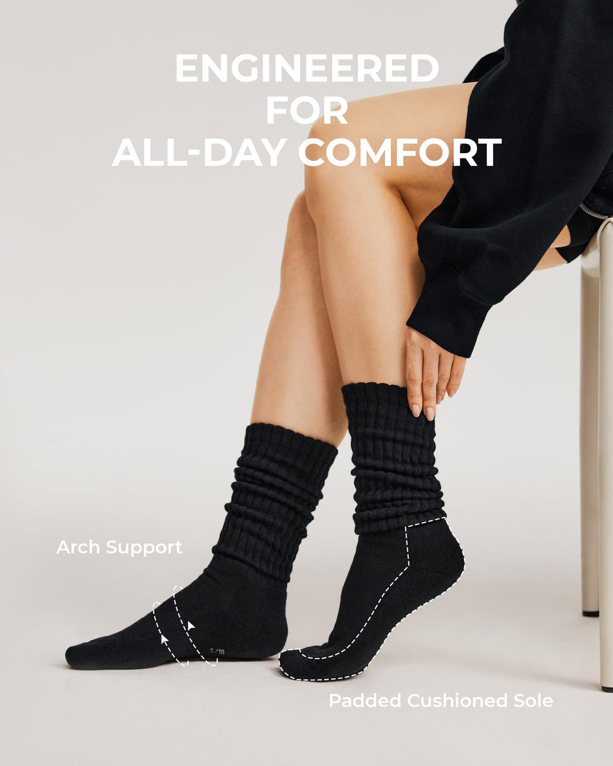 Fitrell Slouch Socks for Women, Knee High Scrunch Tube Boot Socks 3 Pairs 🍁 All In One Marketplace Canada