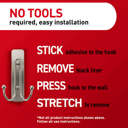 Command Large Wall Hooks, Damage Free Hanging Wall Hooks with Adhesive Strips, No Tools Double Wall Hooks for Hanging Christmas Decorations, 2 Satin Brass Plastic Hooks and 2 Command Strips 🍁 All In One Marketplace Canada