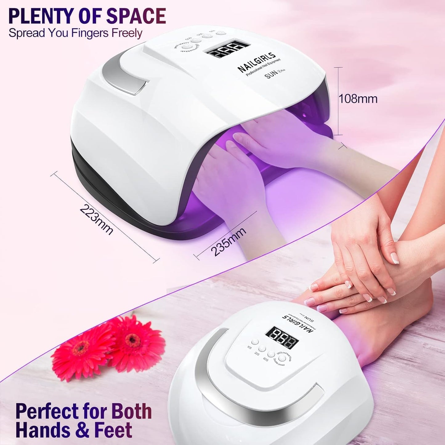 UV LED Nail Lamp, NAILGIRLS 168W Fast UV Light for Nails Gel Polish, Professional Curing with 4 Timer Setting Auto Sensor, LED Gel Nail Dryer for Fingernail and Toenail Home Salon Use, Nail Art Tools - Available at All In One Marketplace Canada