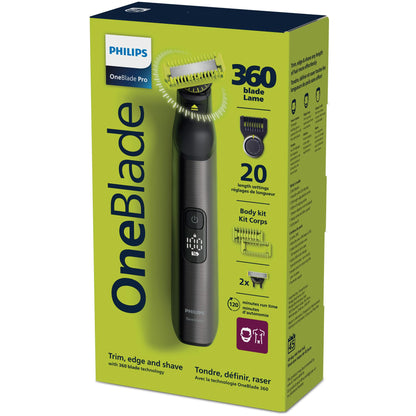 Philips OneBlade 360 Pro, Wet & Dry, Trim, Edge & Shave with the 20 lengths Precision Comb & LED display, QP6552/15