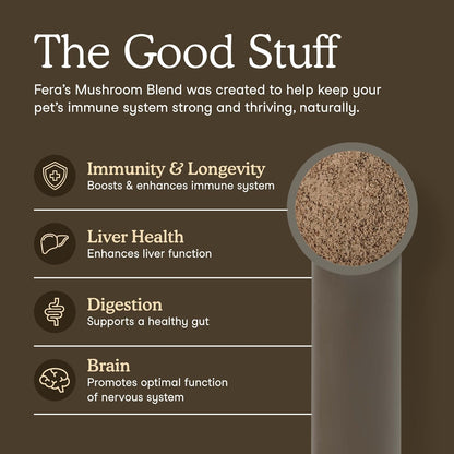 Fera Pets Turkey Tail Mushroom for Dogs & Cats - USDA Organic Supplement - Cognitive and Immune Support - Enhances Liver Function - Supports a Healthy Gut - Powder - 120 Scoops - Available at All In One Marketplace Canada