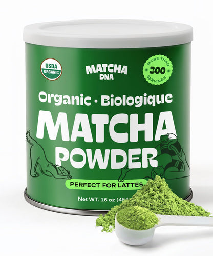Matcha DNA Organic Matcha Powder - 16oz Tin | USDA Organic, Gluten-Free, Vegan Green Tea for Lattes & Smoothies