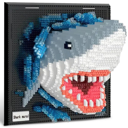 Shark Animal 3D Wall Art Micro Mini Building Blocks Set for Adults, Unique Home Wall Decor or Table Display, No Compatible with Lego, Ideal Birthday Christmas Toy Gift for Teens 14+ (2166 PCS) 🍁 All In One Marketplace Canada