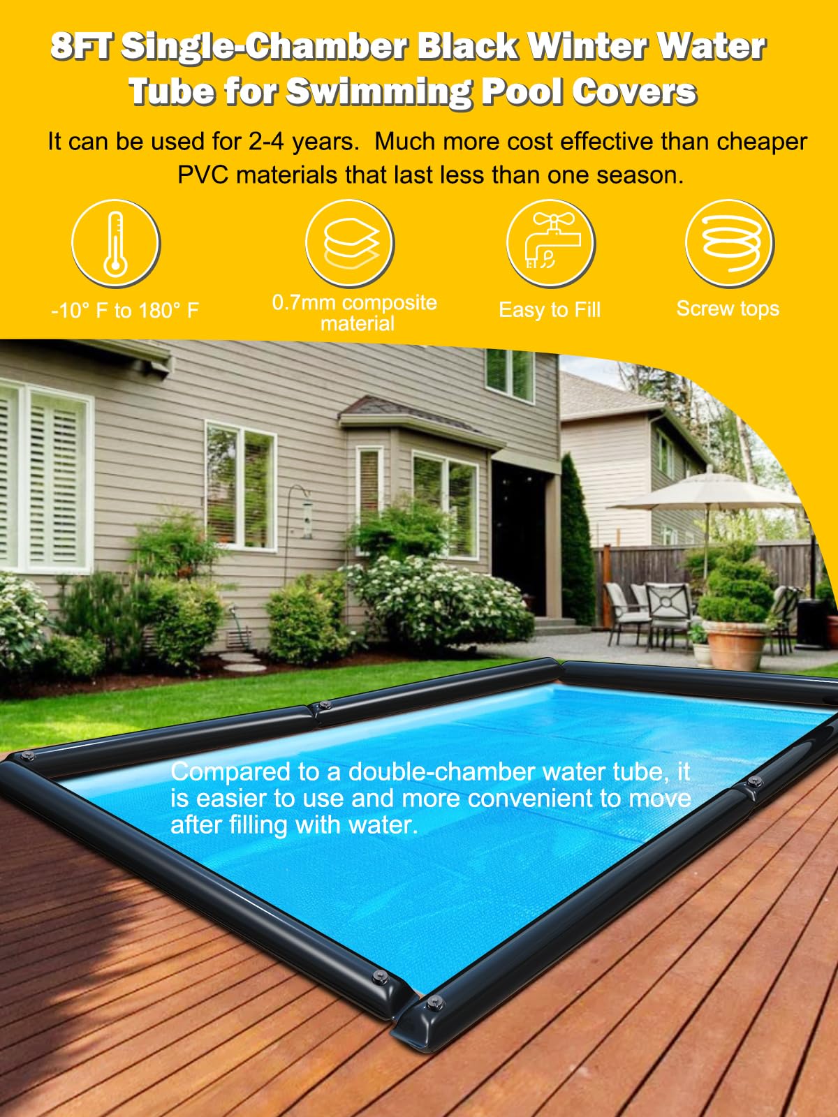 Abimars 0.7mm Thicker Black Water Tubes for Pool Covers 6 Pack 8 FT 🍁 All In One Marketplace Canada
