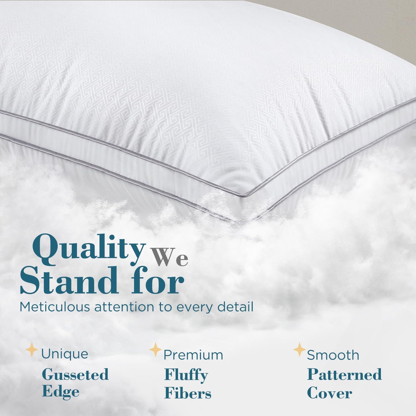 viewstar Bed Pillows Queen Size 2 Pack, Firm Support Gusseted Side Sleeper Hotel Pillow for Back and Stomach Sleeping, White - Available at All In One Marketplace Canada