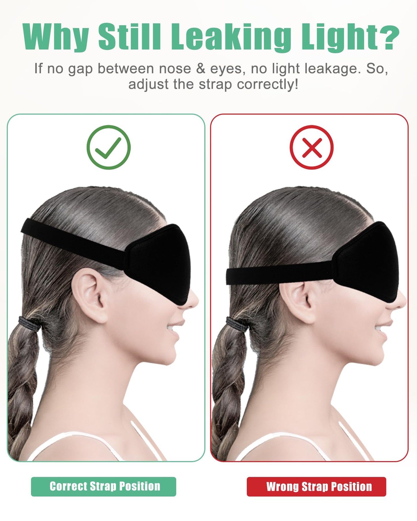 100% Blackout Sleep Mask for Women Men, 2 Packs 3D Contoured Eye Mask for Sleeping with Adjustable Strap, BeeVines Eye Mask for Eyelash Extensions Sleep Mask Blindfold, Soft Breathable Eye Shade Cover for Travel Yoga (Black & Pink) - Available at All In One Marketplace Canada
