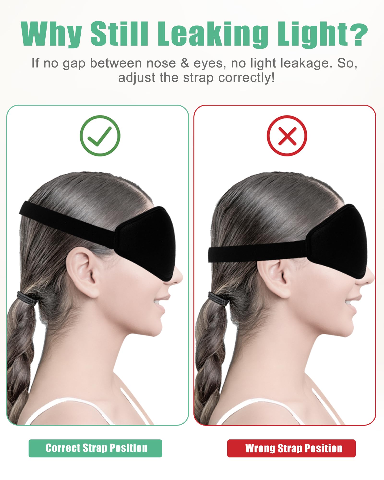 100% Blackout Sleep Mask for Women Men, 2 Packs 3D Contoured Eye Mask for Sleeping with Adjustable Strap, BeeVines Eye Mask for Eyelash Extensions Sleep Mask Blindfold, Soft Breathable Eye Shade Cover for Travel Yoga (Black & Pink) - Available at All In One Marketplace Canada
