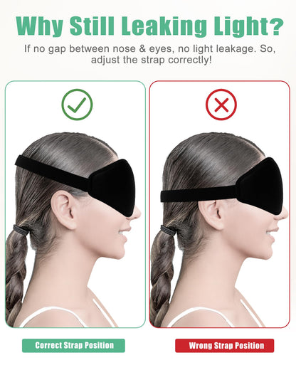 100% Blackout Sleep Mask for Women Men, 2 Packs 3D Contoured Eye Mask for Sleeping with Adjustable Strap, BeeVines Eye Mask for Eyelash Extensions Sleep Mask Blindfold, Soft Breathable Eye Shade Cover for Travel Yoga (Black & Pink) - Available at All In One Marketplace Canada