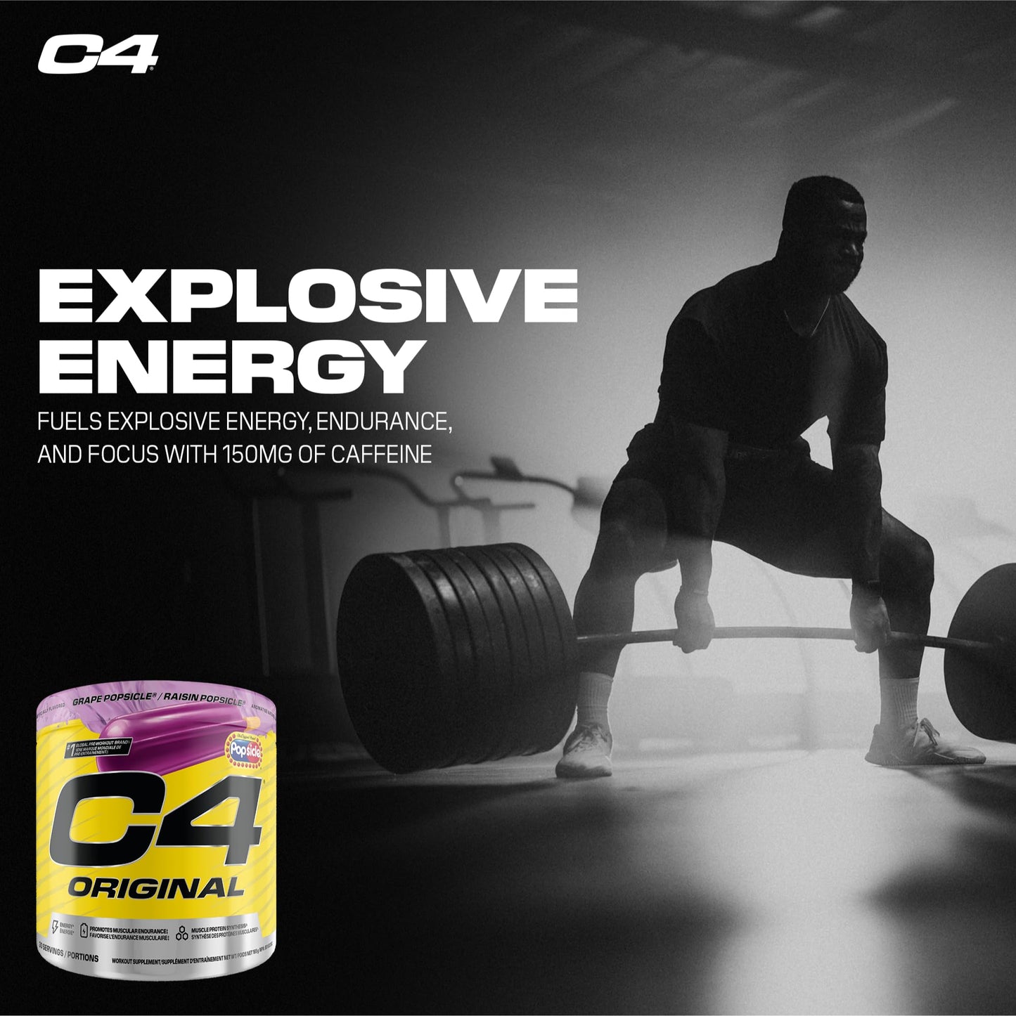 Cellucor C4 Original Pre Workout Powder - Sugar Free Preworkout Energy for Men & Women - 150mg Caffeine, Beta Alanine, Creatine - Grape Popsicle, 30 Servings Cellucor